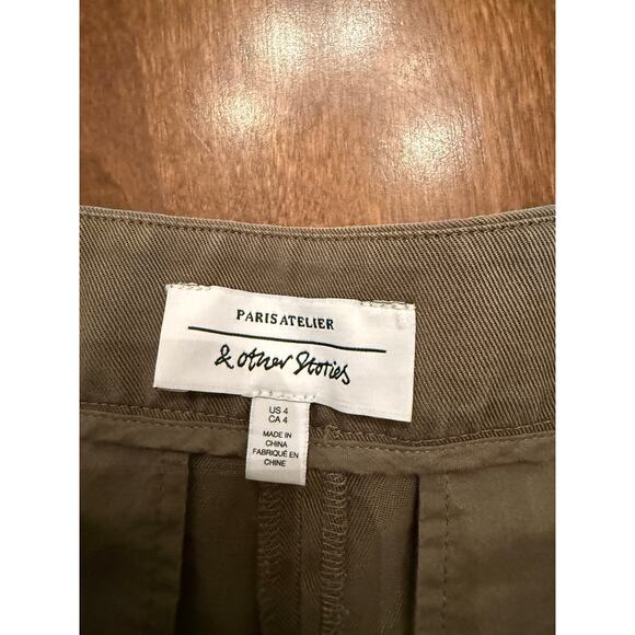 & Other Stories Women's Green Tapered Front High Rise Trouser Pants Size 4 - Picture 3 of 12